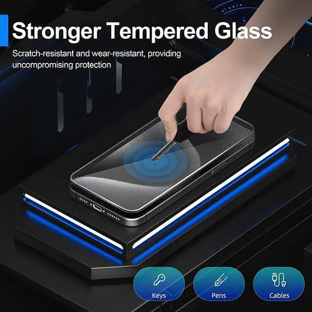 Alt view image 2 of 6 - Screen Protector + Camera Lens Protector for iPhone 15 Pro Max | 3+3 Pack, 6.7 inch, Installation Frame, Case Friendly, Tempered Glass, Sensor Protection