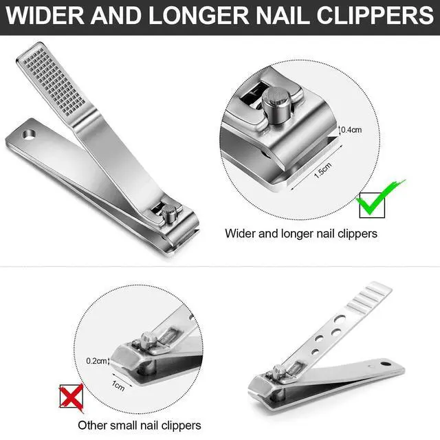 Alt view image 4 of 6 - 6 Pcs Large Toenail Clippers Straight Edge Thick Nails,Silver | Stainless Steel Nail Clippers for Men Women, Sharp Straight Blade, Professional Toe Care, Durable Heavy Duty Cutters
