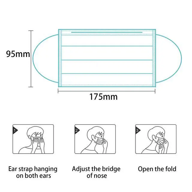 Alt view image 7 of 7 - Disposable Face Mask Individually Wrapped 50 Pack 3-layer Filter Face Masks | Soft Stretch Ear Loops, Metal Nose Wire Clip, Breathable Protection, Safety Daily Work Use, Blue Face Mask for Adults