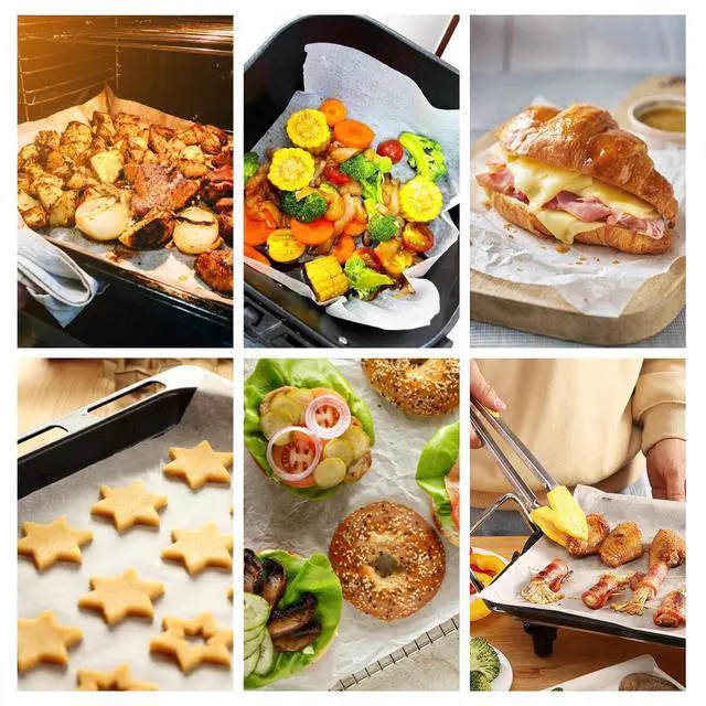 Alt view image 5 of 6 - 200 Pcs 8x8 Inch Parchment Paper Sheets,Food Grade Precut Baking Paper, Non-Stick & Greaseproof Square Pan Liners for Cake Pan, Air Fryer, Baking - White