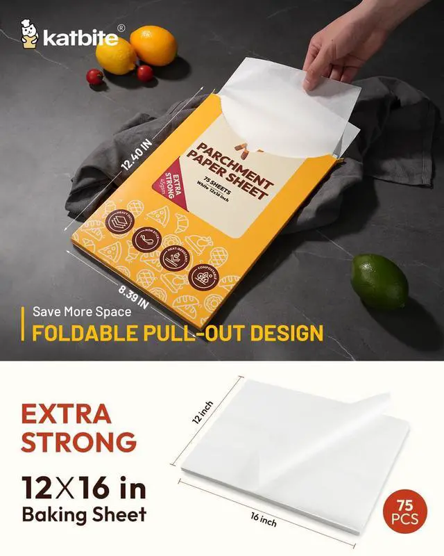 Alt view image 2 of 7 - 75 Pcs White Parchment Paper Baking Sheets, 12x16 Inch, Heavy Duty | Precut Non-Stick half sheet paper, ideal for air fryers, baking cookies and lining cookie pans