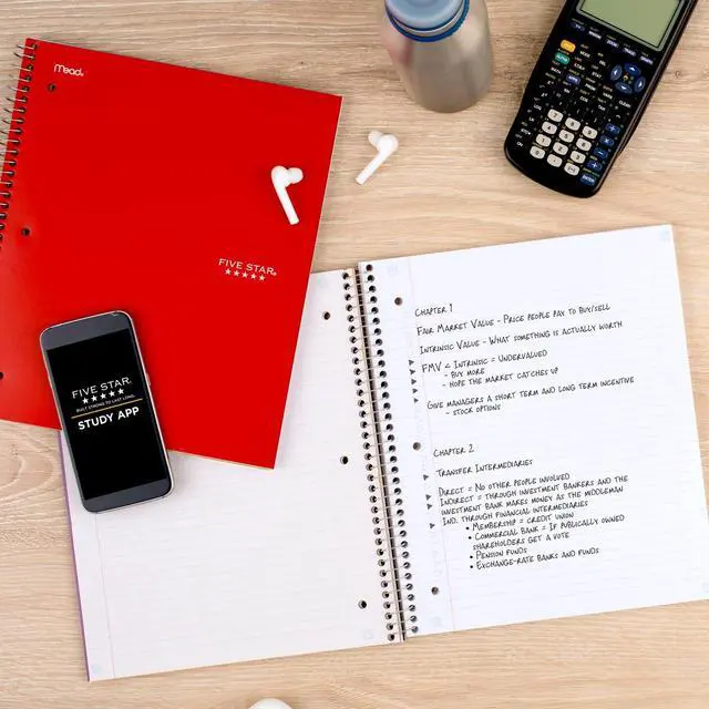 Alt view image 6 of 6 - Spiral Notebook Plus Study App, 1 Subject, College Ruled Paper, 100 Sheets, 8-1/2" x 11", Fire Red (72053)