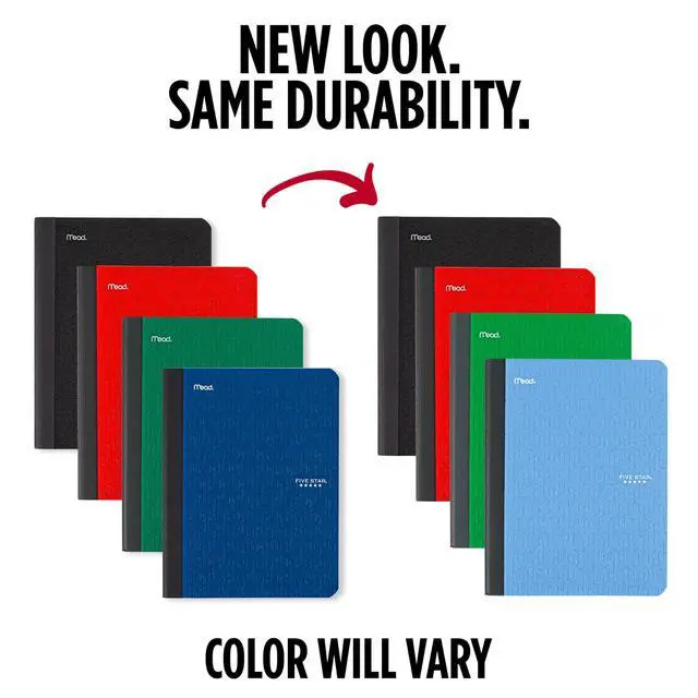 Alt view image 2 of 7 - Composition Book + Study App, 4 Pack, College Ruled Paper, 7-1/2" x 9-3/4", 80 Sheets, Forest Green, Pacific Blue, Fire Red and Black (850065B-ECM)
