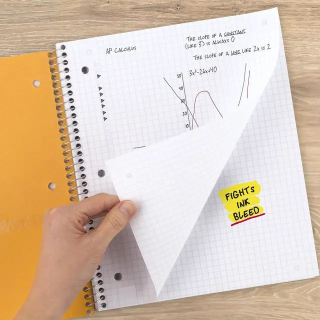 Alt view image 4 of 7 - Spiral Notebook + Study App, 1 Subject, Graph Ruled Paper, 8-1/2" x 11", 100 Sheets, Fights Ink Bleed, Water Resistant Cover, Black (73679)