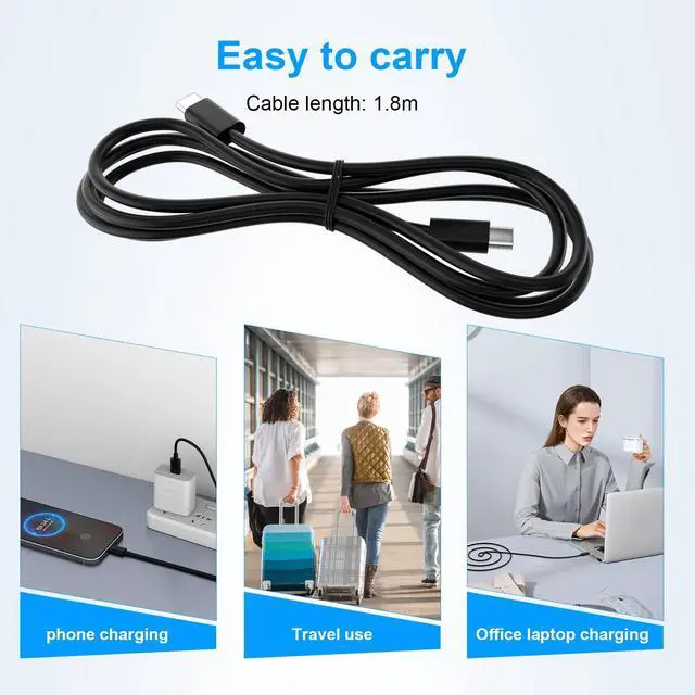 Alt view image 7 of 7 - 6FT USB C to USB C Charging Cable 65W Laptop Charger Cord,Black | Type C Charging Cord for HP Spectre Envy/DELL/Chromebook/Thinkpad/Acerfor Samsung/Mac Laptop Computer Power Cable Replacement