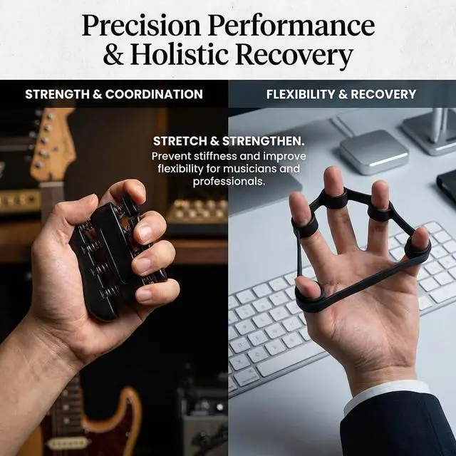 Alt view image 5 of 7 - Grip Strength Trainer 6 Pack Hand Forearm Finger Workout Set | 2 Auto-Count Adjustable Grippers, Finger Trainer, Stretcher, Grip Ring, Stress Ball for Strength Training & Injury Recovery
