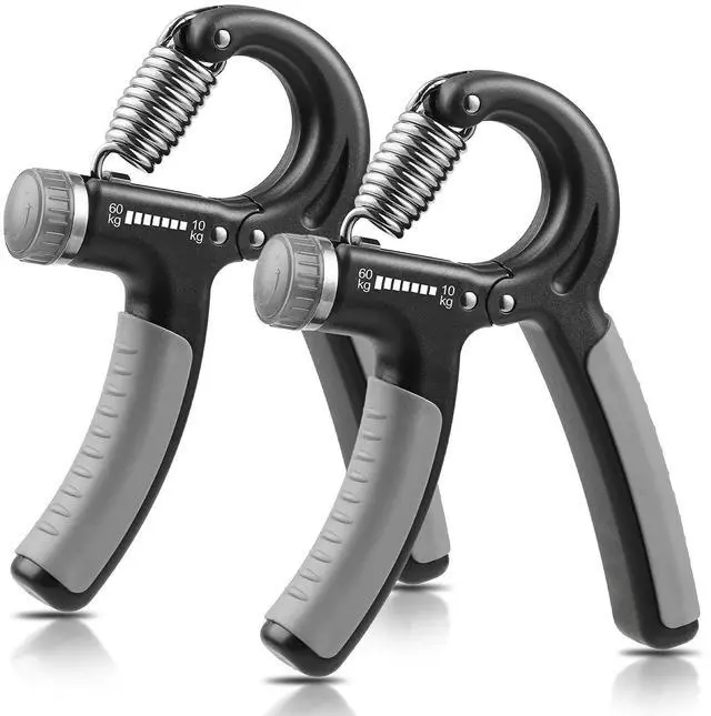 Main image of 2 Pack Grip Strength Trainer, Hand Grip Strengthener, Adjustable Resistance 22-132Lbs (10-60kg), Forearm Strengthener, Perfect for Musicians Athletes - Grey