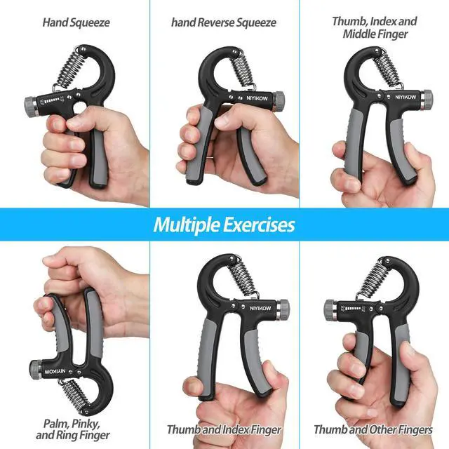 Alt view image 3 of 6 - 2 Pack Grip Strength Trainer, Hand Grip Strengthener, Adjustable Resistance 22-132Lbs (10-60kg), Forearm Strengthener, Perfect for Musicians Athletes - Grey