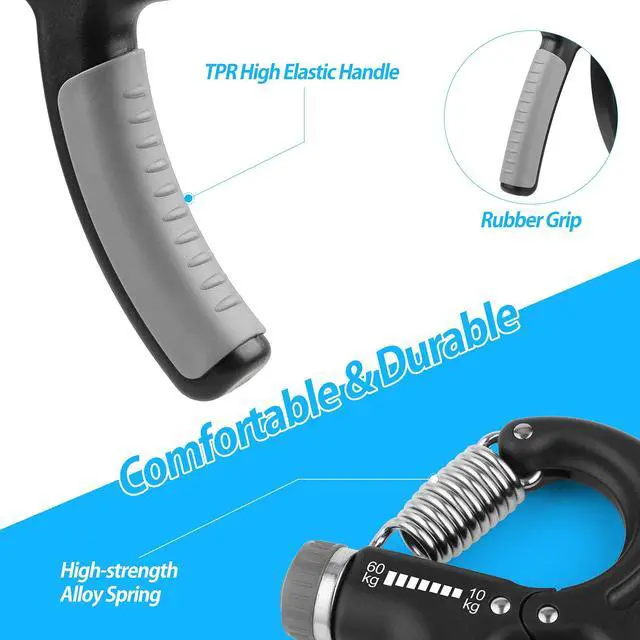 Alt view image 5 of 6 - 2 Pack Grip Strength Trainer, Hand Grip Strengthener, Adjustable Resistance 22-132Lbs (10-60kg), Forearm Strengthener, Perfect for Musicians Athletes - Grey