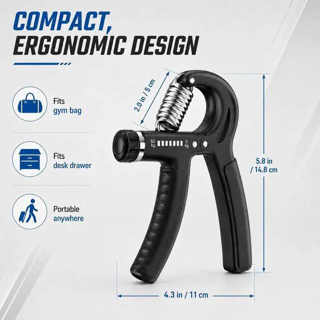 Alt view image 2 of 7 - Grip Strength Trainer 2 Pack, Adjustable Hand Grip Strengthener 11-132 lbs