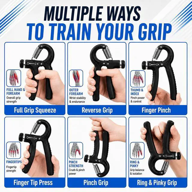Alt view image 5 of 7 - Grip Strength Trainer 2 Pack, Adjustable Hand Grip Strengthener 11-132 lbs