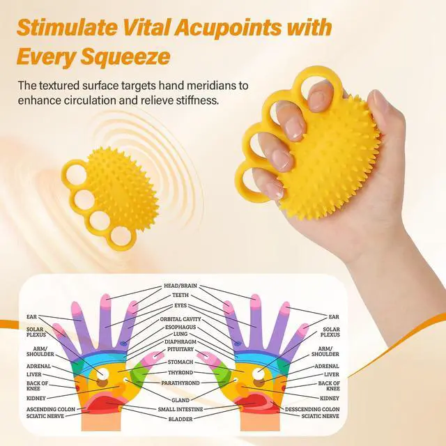 Alt view image 2 of 7 - Hand Exercise Squeeze Balls for Hand Therapy, Grip Strength Trainer | Hand Massage Stress Balls, Hand Strengthener for Adults, Seniors & Disabled, Rehab, Arthritis, Carpal Tunnel