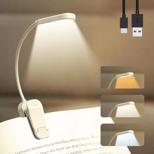 Main image of Rechargeable 20 LED Book Light for Reading in Bed | Energy Saving with Extended 60Hrs Runtime, 15-Level Stepless Dimming, Flexible Lightweight Clip on Light for Studying, Travel, White