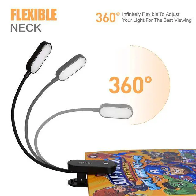 Alt view image 5 of 6 - Rechargeable Book Light, 14 LEDs Eye Care Clip On Amber Reading Light for Bookworms Reading in Bed with 9 Colors 9 Brightness(Black)