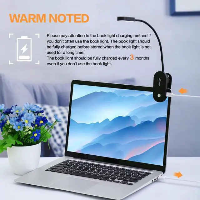 Alt view image 6 of 6 - Rechargeable Book Light, 14 LEDs Eye Care Clip On Amber Reading Light for Bookworms Reading in Bed with 9 Colors 9 Brightness(Black)