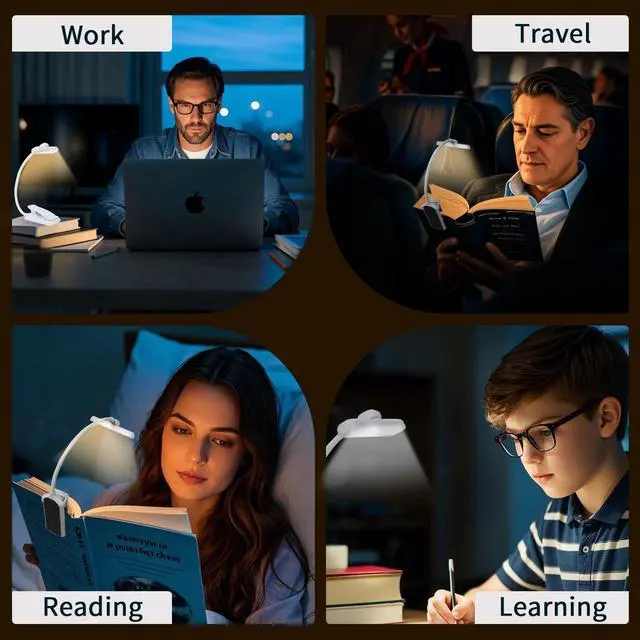 Alt view image 6 of 6 - 24 Led Rechargeable Book Light For Reading In Bed-Eye Caring 3 Color Temperatures,80 Hrs Runtime Lightweight Clip-On Lamp, Perfect For Kids, Book Lovers, And Student Gifts (White, Rotating)