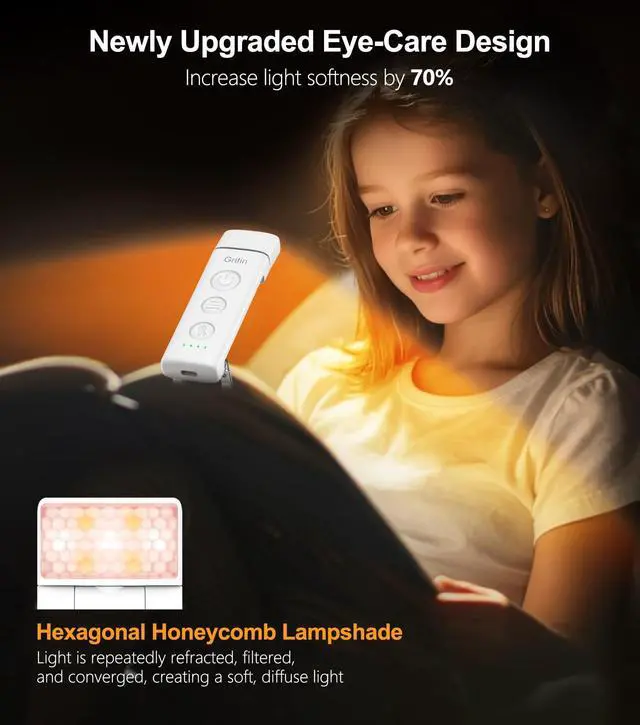 Alt view image 4 of 7 - Book Light Rechargeable, Clip on LED Reading Light for Books in Bed | Eye Caring 3-Color & 5-Brightness, Stepless Dimming, Long Lasting, Compact Size Flexible Book Lamp for Bookworms