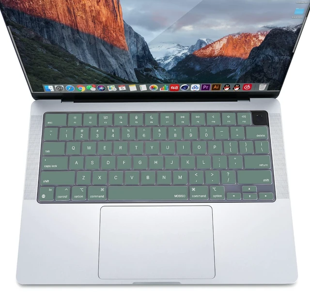 Alt view image 3 of 7 - Keyboard Cover Skin Compatible with MacBook Air 15 inch M3 M2 | A3114 A2941/Air 13.6 A3113 A2681/Pro 14/16 M4 M3 M2 M1, Midnight Green