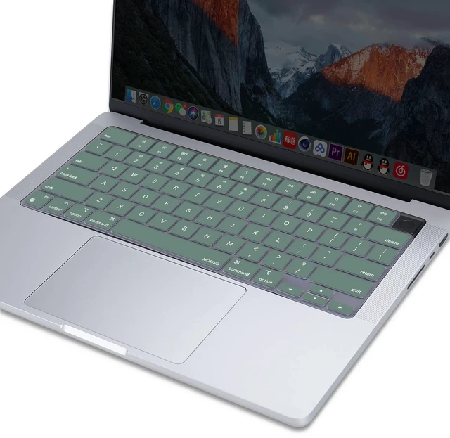 Alt view image 5 of 7 - Keyboard Cover Skin Compatible with MacBook Air 15 inch M3 M2 | A3114 A2941/Air 13.6 A3113 A2681/Pro 14/16 M4 M3 M2 M1, Midnight Green