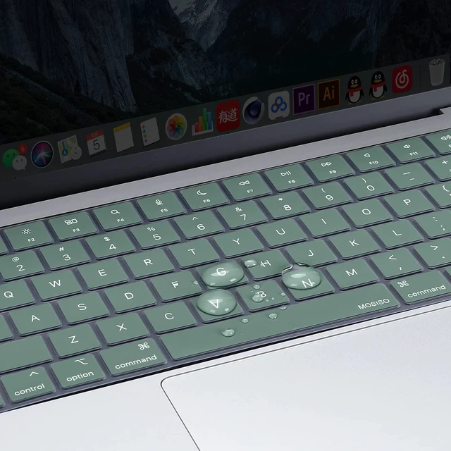 Alt view image 6 of 7 - Keyboard Cover Skin Compatible with MacBook Air 15 inch M3 M2 | A3114 A2941/Air 13.6 A3113 A2681/Pro 14/16 M4 M3 M2 M1, Midnight Green