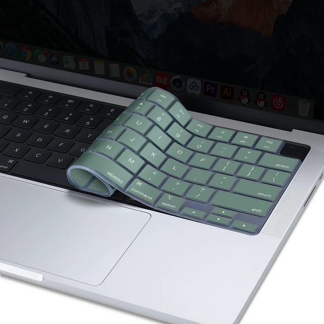 Alt view image 7 of 7 - Keyboard Cover Skin Compatible with MacBook Air 15 inch M3 M2 | A3114 A2941/Air 13.6 A3113 A2681/Pro 14/16 M4 M3 M2 M1, Midnight Green