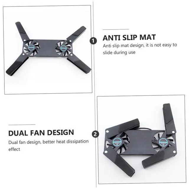 Alt view image 3 of 7 - 2PCS Dual Fan Laptop Cooling Pad with Slip Mat Low Noise USB Cooler Stand for All Laptop Ventilated Support Base for Enhanced Heat Dissipation