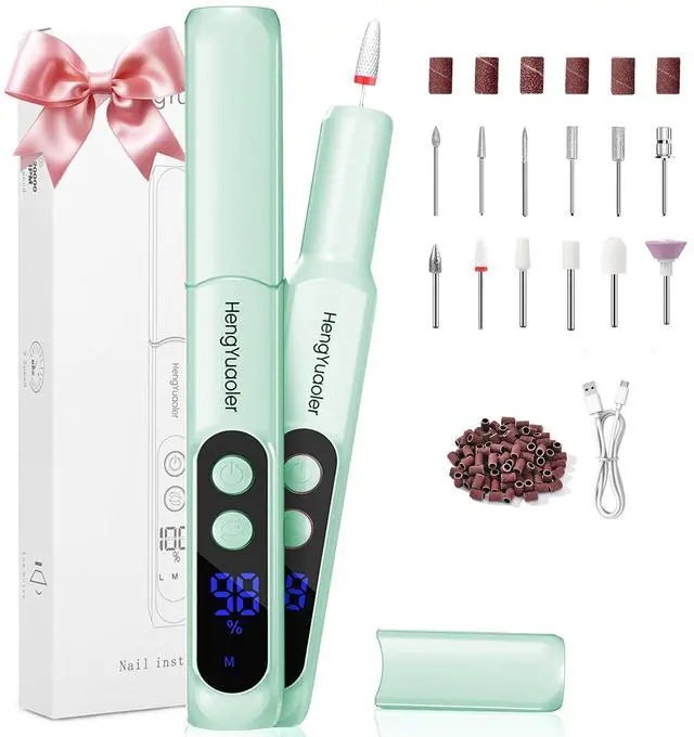 Main image of Cordless Electric Nail Drill Professional 3 Speeds Nail Drill Kit for Acrylic Gel Dip, USB Portable Rechargeable 20000 RPM Efile Manicure Pedicure Polishing Shape Tools(Green