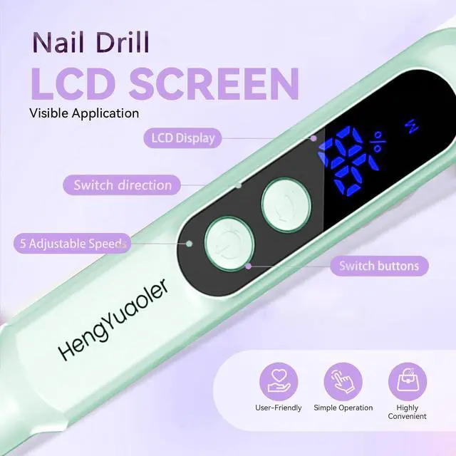 Alt view image 6 of 7 - Cordless Electric Nail Drill Professional 3 Speeds Nail Drill Kit for Acrylic Gel Dip, USB Portable Rechargeable 20000 RPM Efile Manicure Pedicure Polishing Shape Tools(Green