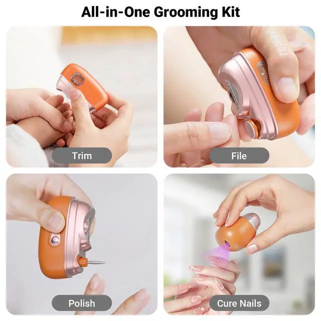 Alt view image 2 of 7 - 4-in-1 Electric Nail Clipper with LED Light Quiet Rechargeable Nail Grooming Kit, Grinder & Polisher, 2 Speed, Nail Debris Collector, Portable Gift Set