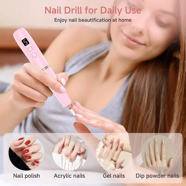 Alt view image 6 of 7 - Electric Nail Filer, Professional Nail Drill Kit, Electric Nail Drill Kit, Portable File for Acrylic Gel Nails, Cordless Nail File Electric Manicure Pedicure Tools with Drill Bits for Home Salon