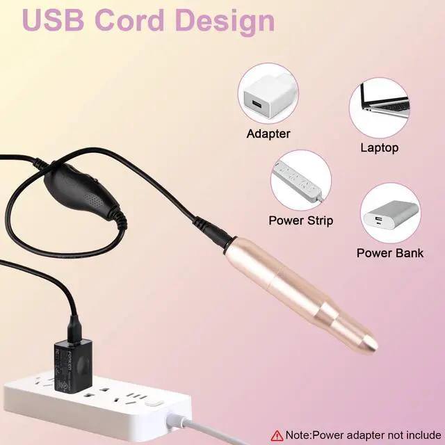 Alt view image 3 of 7 - Electric Nail Drill Set for Acrylic Manicure Pedicure Tools | Aluminum Body, Pink Gold Compact Design, Multi Drill Bits Sanding Bands, Low Noise, Fit Home Salon Nail Care Tasks