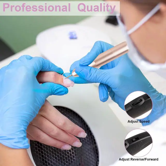 Alt view image 5 of 7 - Electric Nail Drill Set for Acrylic Manicure Pedicure Tools | Aluminum Body, Pink Gold Compact Design, Multi Drill Bits Sanding Bands, Low Noise, Fit Home Salon Nail Care Tasks