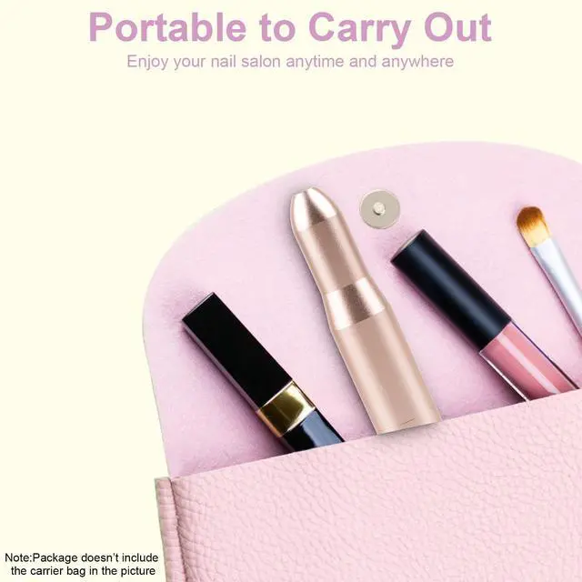 Alt view image 6 of 7 - Electric Nail Drill Set for Acrylic Manicure Pedicure Tools | Aluminum Body, Pink Gold Compact Design, Multi Drill Bits Sanding Bands, Low Noise, Fit Home Salon Nail Care Tasks