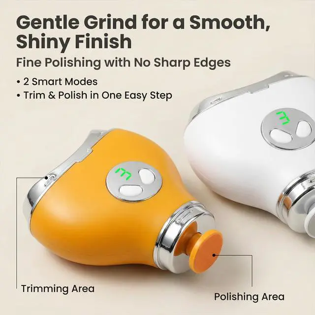 Alt view image 5 of 7 - Electric Nail Clippers & Polisher - Safe Automatic 2-in-1 Fingernail Trimmer & File with LED Light, 3 Speeds, USB Rechargeable, Built-in Nail-Chip Storage for Kids & Seniors & Nail Art, White