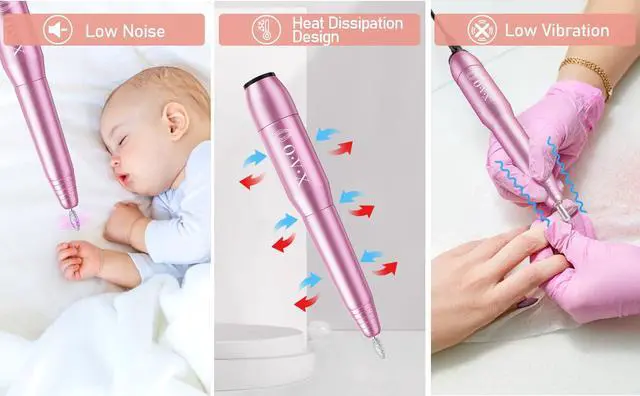 Alt view image 4 of 7 - Portable Electric Nail Drill File Machine with Acrylic Nail Kit Set | Professional 20000rpm Manicure Pedicure with Sanding Bands Brush for Nail Art Gel Nail Polish Tips Clippers