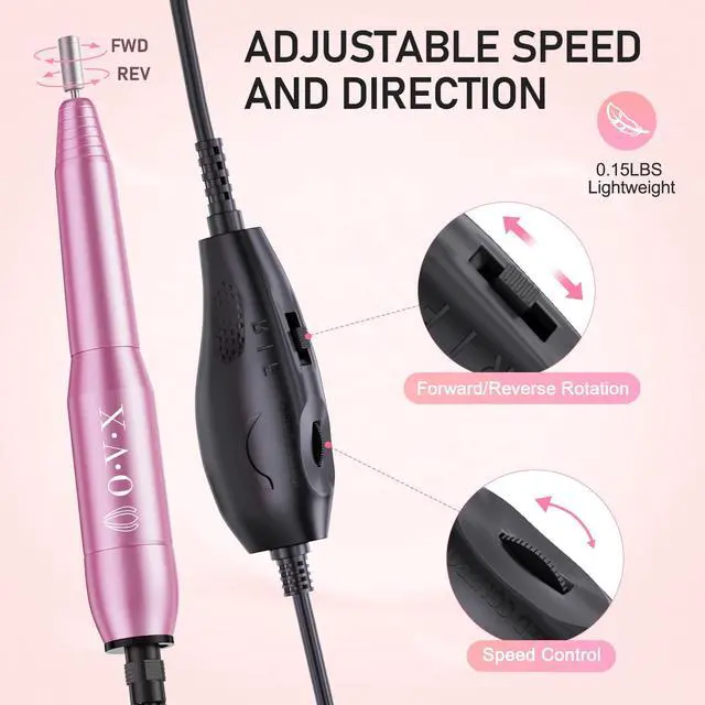 Alt view image 3 of 7 - Portable Electric Nail Drill File Machine with Acrylic Nail Kit Set | Professional 20000rpm Manicure Pedicure with Sanding Bands Brush for Nail Art Gel Nail Polish Tips Clippers