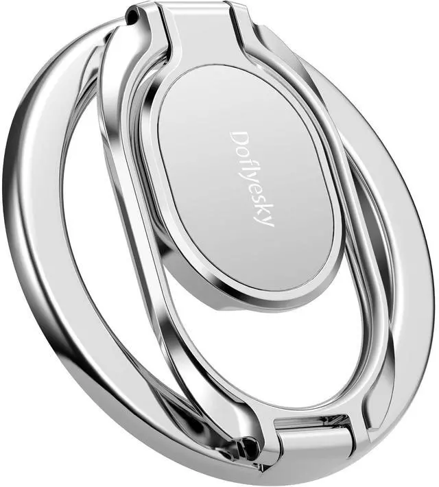 Main image of Magnetic Phone Grip Holder Kickstand, Gym Double Adjustable Finger Ring Grip and Stand, Compatible with PopSockets MagSafe Ring Removable for iPhone (Silver)