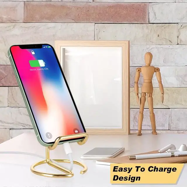 Alt view image 3 of 7 - Cell Phone Stand for Desk, Gold Cell Phone Holder Desk Accessories