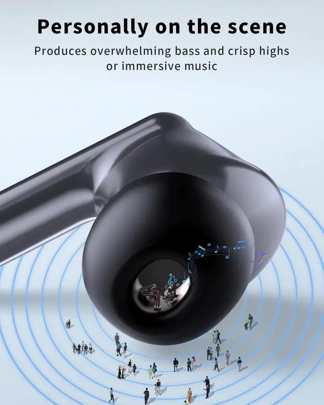 Alt view image 6 of 7 - Wireless Earbuds, Bluetooth 5.4 Headphones with 50H Playback, Deep Bass Stereo Ear Buds Clear Calls with LED Power Display, IPX7 Waterproof, in-Ear Earphones with Mic for Phone/Android/iPad, Black