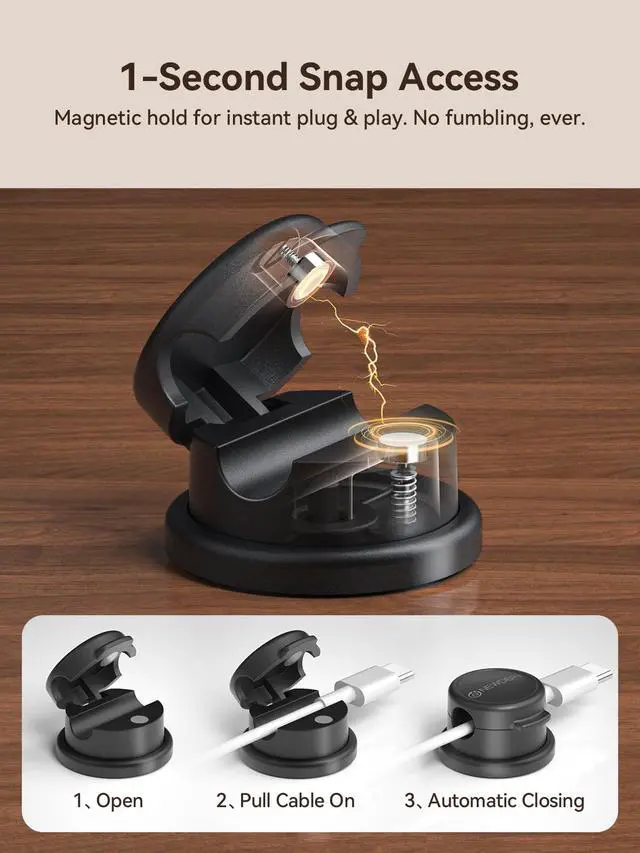 Alt view image 3 of 7 - 6pc Magnetic Cable Clips Cord Organizer Cord Holder for Nightstand | Desk Cable Management,360° Rotatable,3M Adhesive Wire Holder,for Home Office Dorm Desk Phone Charger Car Wall,Black