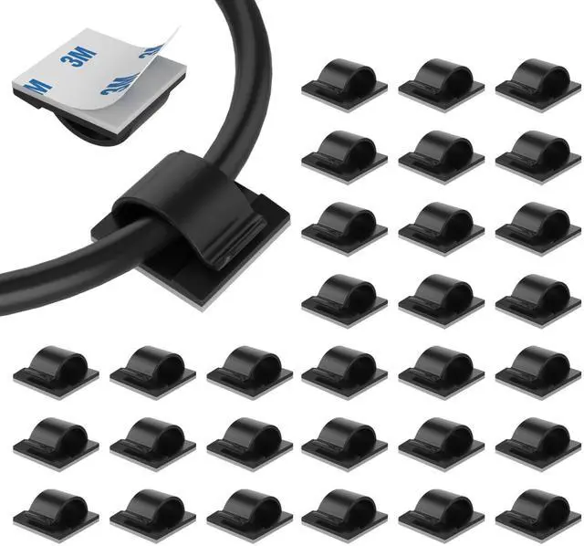 Main image of 30 Pieces Adhesive Cable Clips Wire Clips Cable Wire Management Wire Cable Holder Clamps Cable Tie Holder for Car, Office and Home