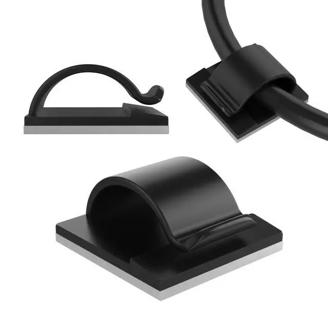 Alt view image 2 of 7 - 30 Pieces Adhesive Cable Clips Wire Clips Cable Wire Management Wire Cable Holder Clamps Cable Tie Holder for Car, Office and Home