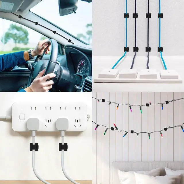 Alt view image 7 of 7 - 30 Pieces Adhesive Cable Clips Wire Clips Cable Wire Management Wire Cable Holder Clamps Cable Tie Holder for Car, Office and Home
