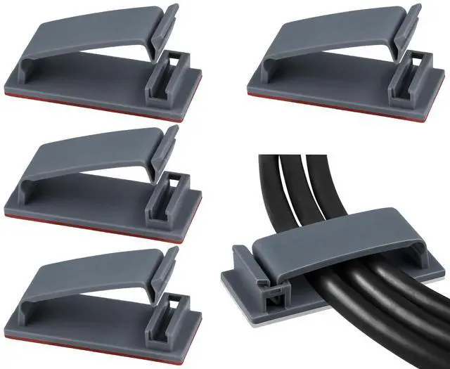 Main image of 50Pcs Self Adhesive Cable Management Clips, Cable Organizers Wire Clips Cord Holder for TV PC Ethernet Cable Under Desk Home Office (Grey)