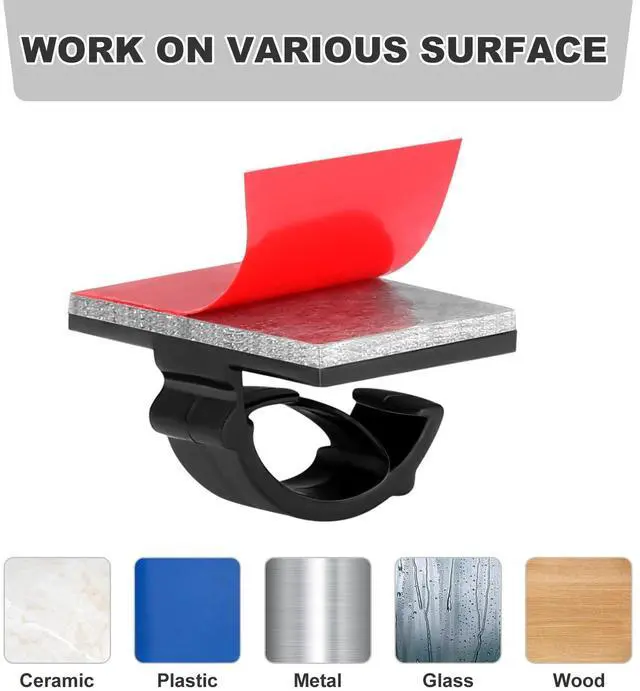Alt view image 4 of 6 - 100Pcs Adhesive Cable Clips | Strong Self-Adhesive Cord Organizer, Wire Management Clips for Office, Home, Car