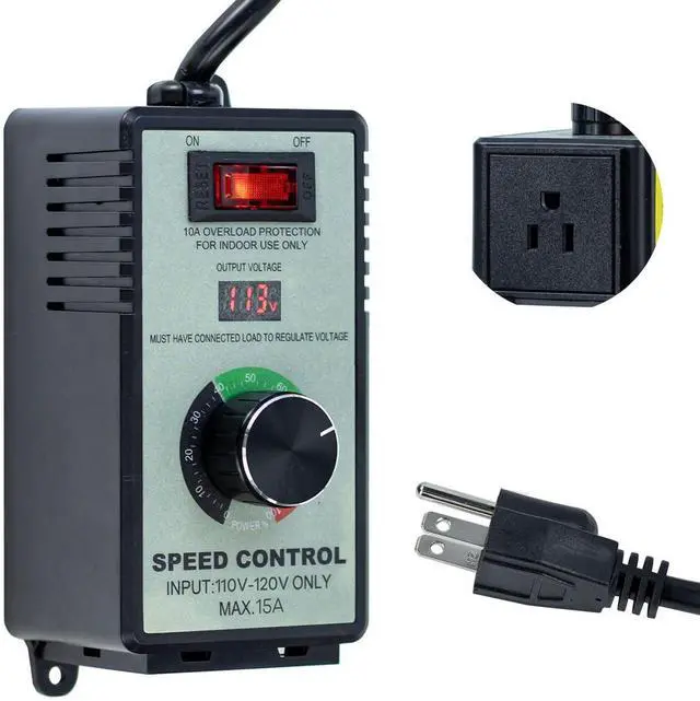 Main image of AC Motor Variable Speed Controller 120V 12A, LED Voltage Display Power Regulator for Ceiling Fans Blower Hydroponics Inline Duct Exhaust