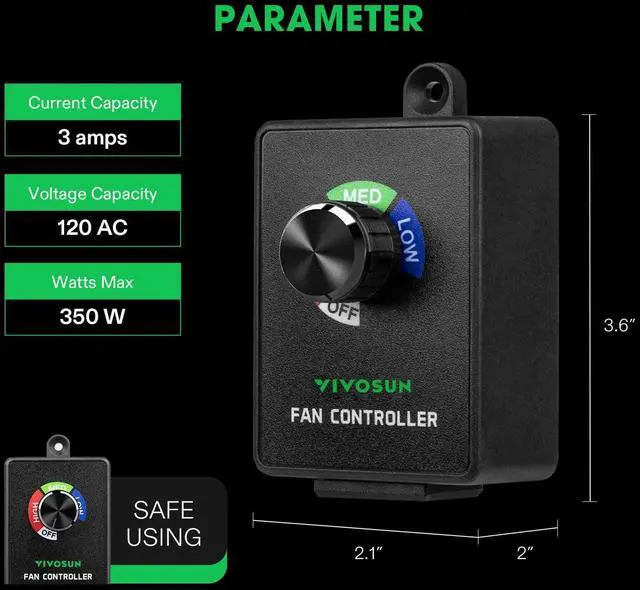 Alt view image 5 of 7 - Variable Speed Controller Cordless Vent Blower Speed Adjuster for Inline Duct Exhaust Fan