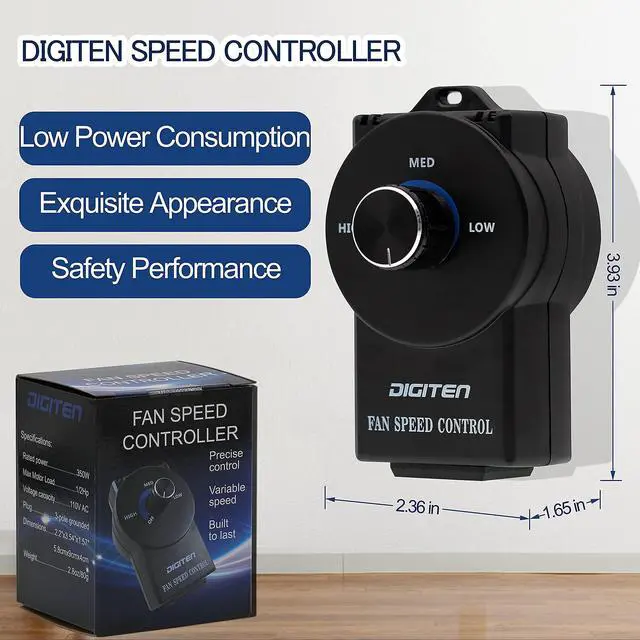 Alt view image 4 of 7 - Variable Speed Controller - Exhaust Fan Speed Adjuster for Duct Inline Fan