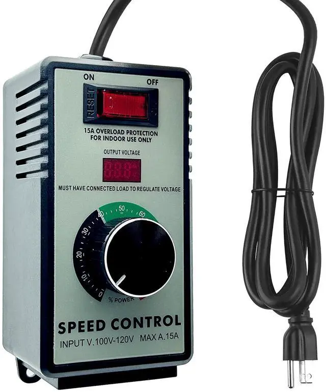 Main image of 15A Peak AC Motor Speed Controller,120V Variable Fan Speed Controller | with Precise LED Display, Electronic Voltage Regulator for Fans, Dimmable Lights, and Small Power Tools