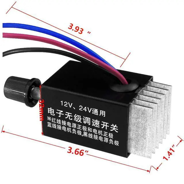Alt view image 2 of 7 - DC Motor Speed Controller Universal DC 12V 24V 10A Electronic Stepless Speed Regulator Switch for Car Truck Fan Heater Control